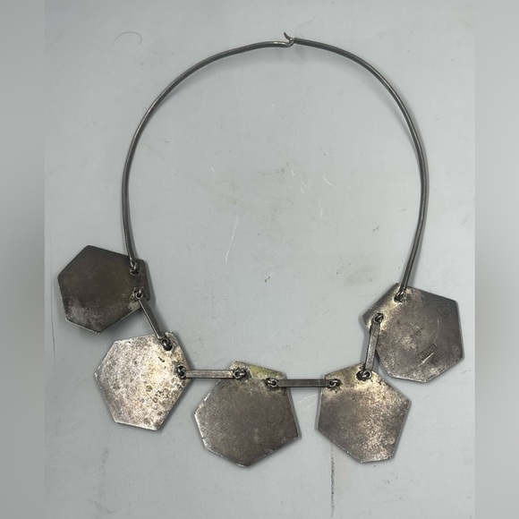 Oswaldo Guayasamin 900 Silver Pendant Necklace Ecuador Sterling Bib Modernist - Picture 5 of 8